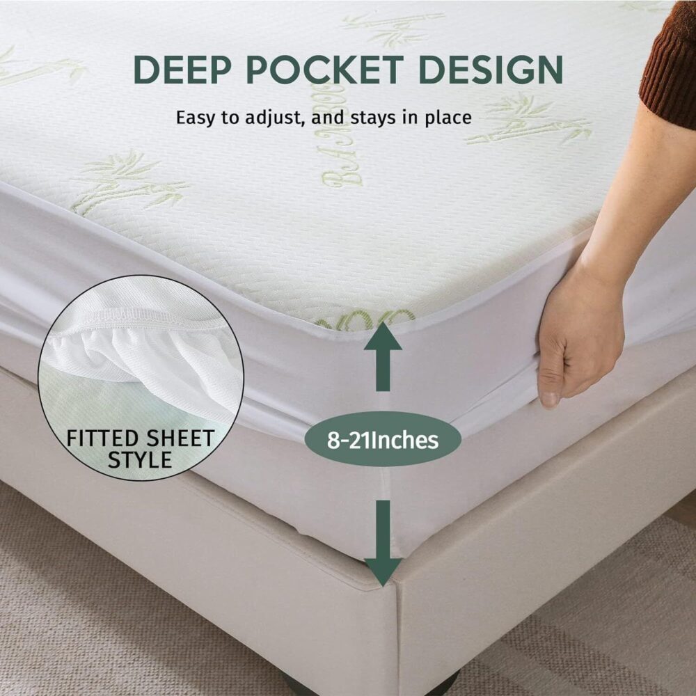 Extra Deep Bamboo Mattress Protector Waterproof Breathable Mattress Bed Cover #JL05-w13138920 - Image 9