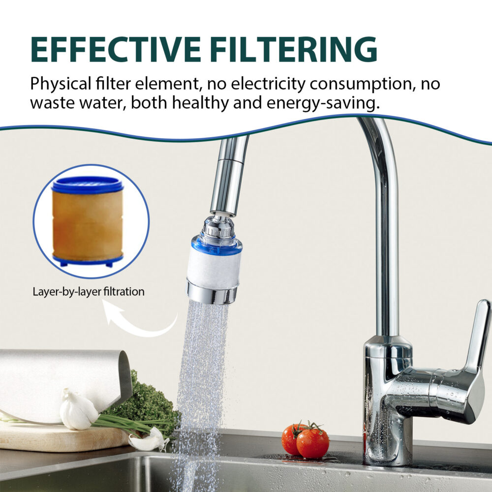 Faucet filter 360° rotating head filter shower water kitchen home water purifier #JL04-JUB06-A047-1-BK1 - Image 5