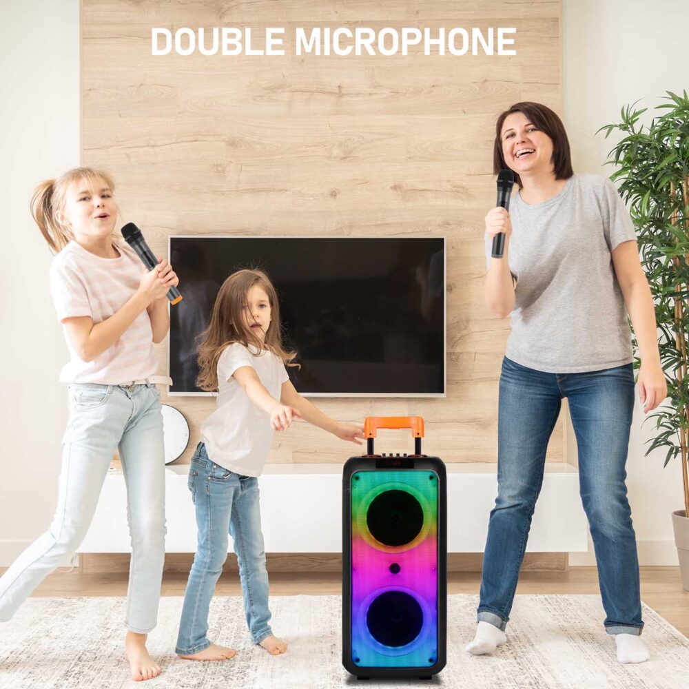 8in Wireless Portable Bluetooth Karaoke Speaker with TF/USB/AUX/FM/TWS, LED Disco Light, Bluetooth 5.0 for Outdoor Home Party #JL06-19173509 - Image 5