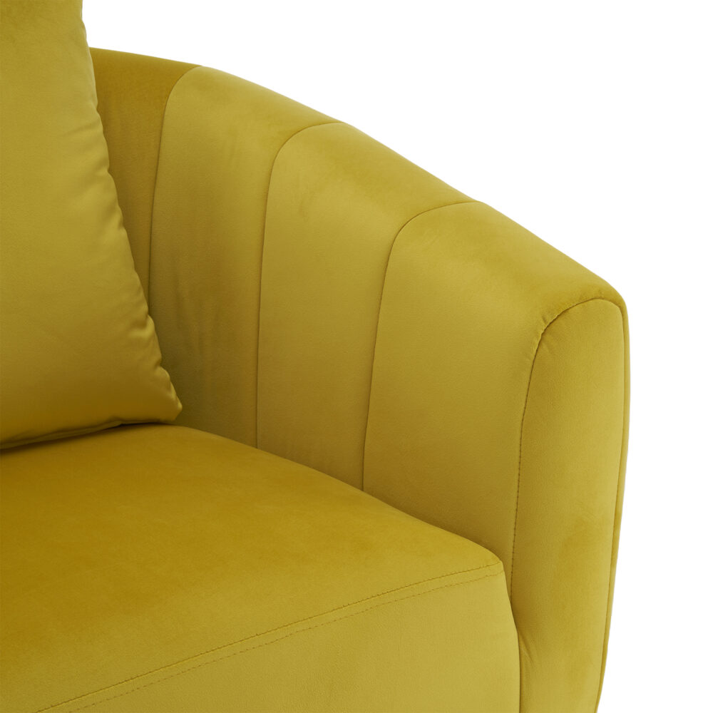 360° Swivel Accent Chair, Modern Velvet Fabric Living Room Armchair with Fluffy Cushions, Comfy Wide Upholstered, Barrel Accent Chairs for Living Room, Bedroom, Lounge, Office Yellow #JL06-26398206 - Image 3