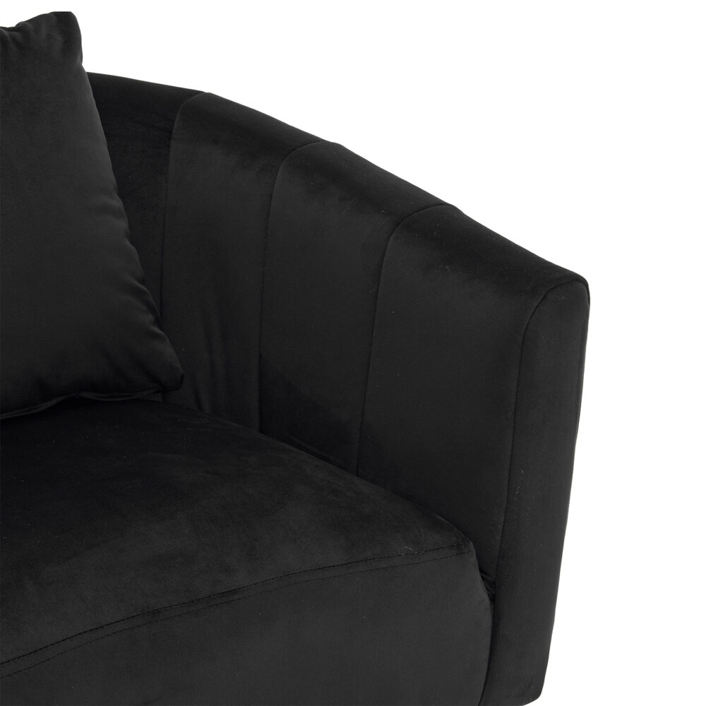 360° Swivel Accent Chair, Modern Velvet Fabric Living Room Armchair with Fluffy Cushions, Comfy Wide Upholstered, Barrel Accent Chairs for Living Room, Bedroom, Lounge, Office Black #JL06-62326604 - Image 2