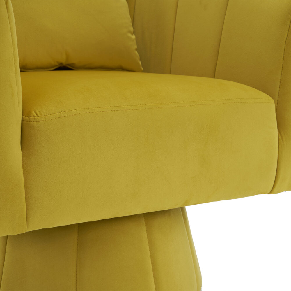 360° Swivel Accent Chair, Modern Velvet Fabric Living Room Armchair with Fluffy Cushions, Comfy Wide Upholstered, Barrel Accent Chairs for Living Room, Bedroom, Lounge, Office Yellow #JL06-26398206 - Image 13