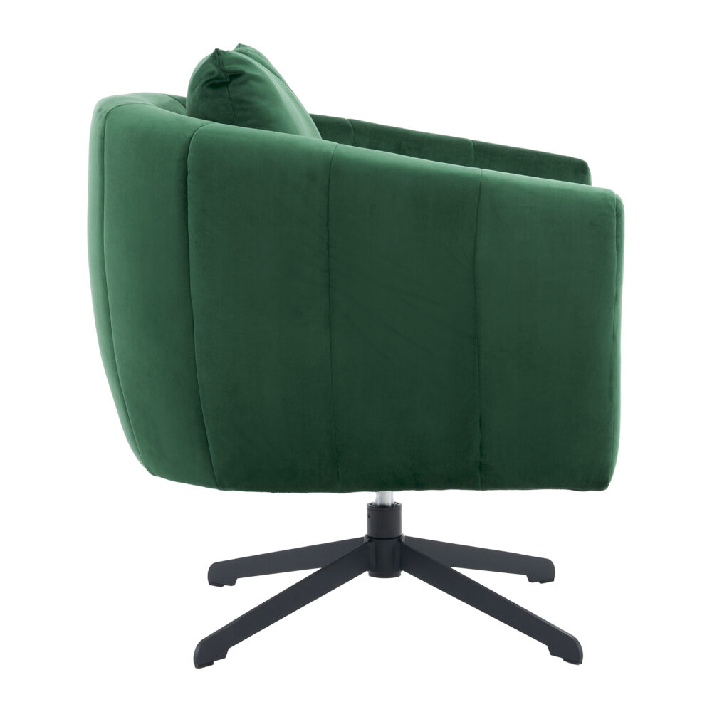 360° Swivel Accent Chair, Modern Velvet Fabric Living Room Armchair, Comfy Wide Upholstered with Fluffy Cushion and Metal Legs, Barrel Chairs for Living Room, Lounge, Office Green #JL06-18494969 - Image 9