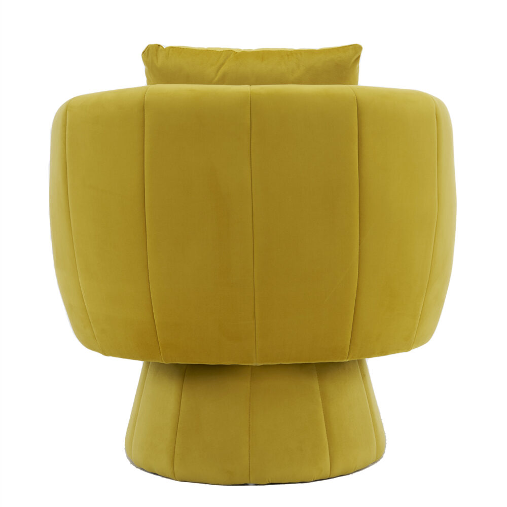 360° Swivel Accent Chair, Modern Velvet Fabric Living Room Armchair with Fluffy Cushions, Comfy Wide Upholstered, Barrel Accent Chairs for Living Room, Bedroom, Lounge, Office Yellow #JL06-26398206 - Image 8