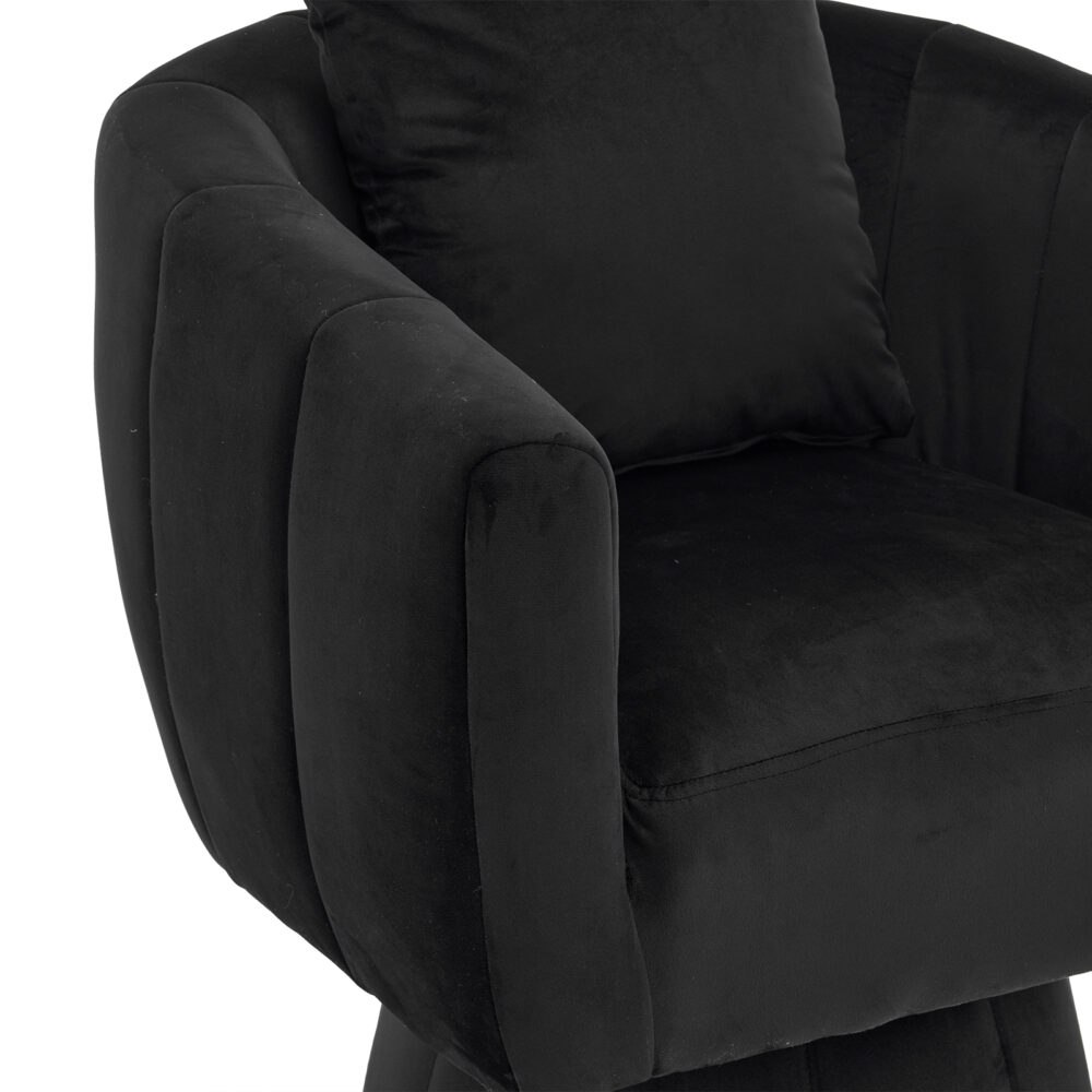 360° Swivel Accent Chair, Modern Velvet Fabric Living Room Armchair with Fluffy Cushions, Comfy Wide Upholstered, Barrel Accent Chairs for Living Room, Bedroom, Lounge, Office Black #JL06-62326604 - Image 7