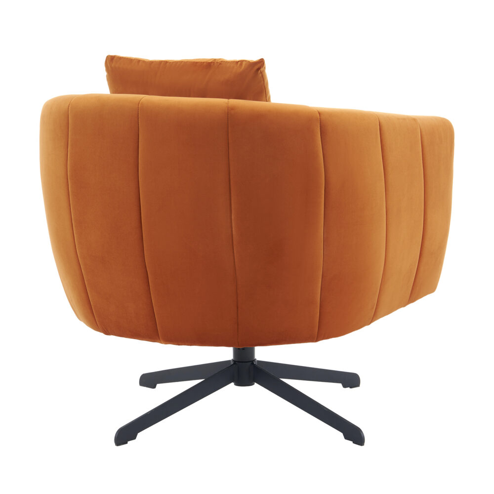 360° Swivel Accent Chair, Modern Velvet Fabric Living Room Armchair, Comfy Wide Upholstered with Fluffy Cushion and Metal Legs, Barrel Chairs for Living Room, Lounge, Office Burnt orange #JL06-45744655 - Image 2