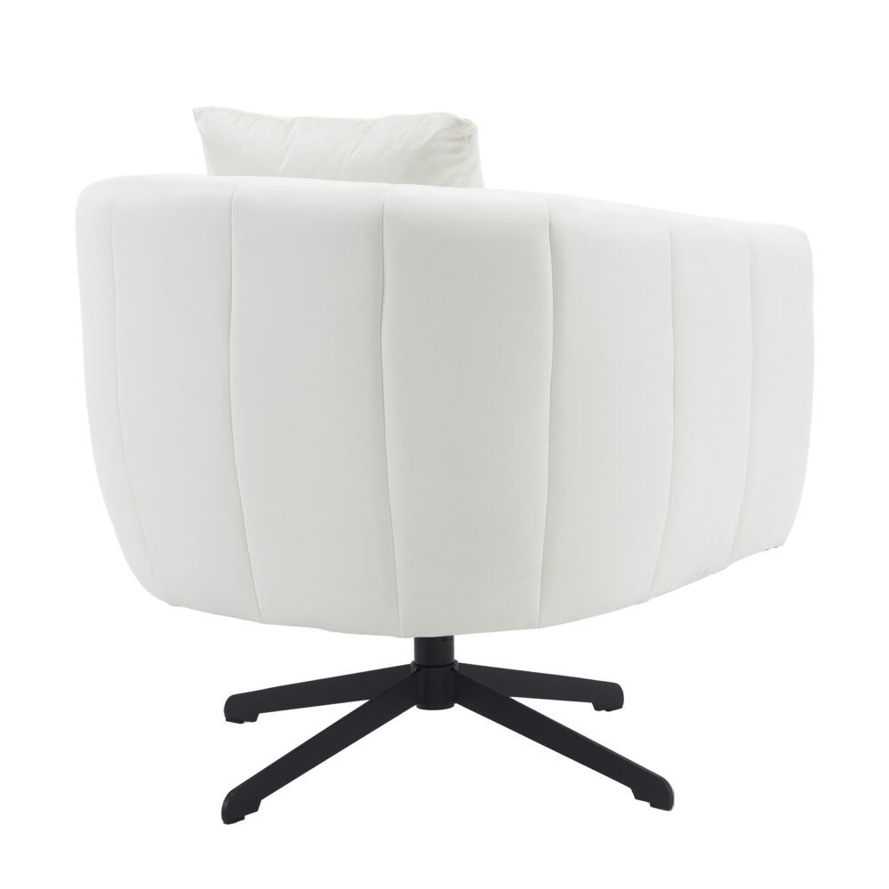 360° Swivel Accent Chair, Modern Velvet Fabric Living Room Armchair, Comfy Wide Upholstered with Fluffy Cushion and Metal Legs, Barrel Chairs for Living Room, Lounge, Office Off white #JL06-44859684 - Image 2