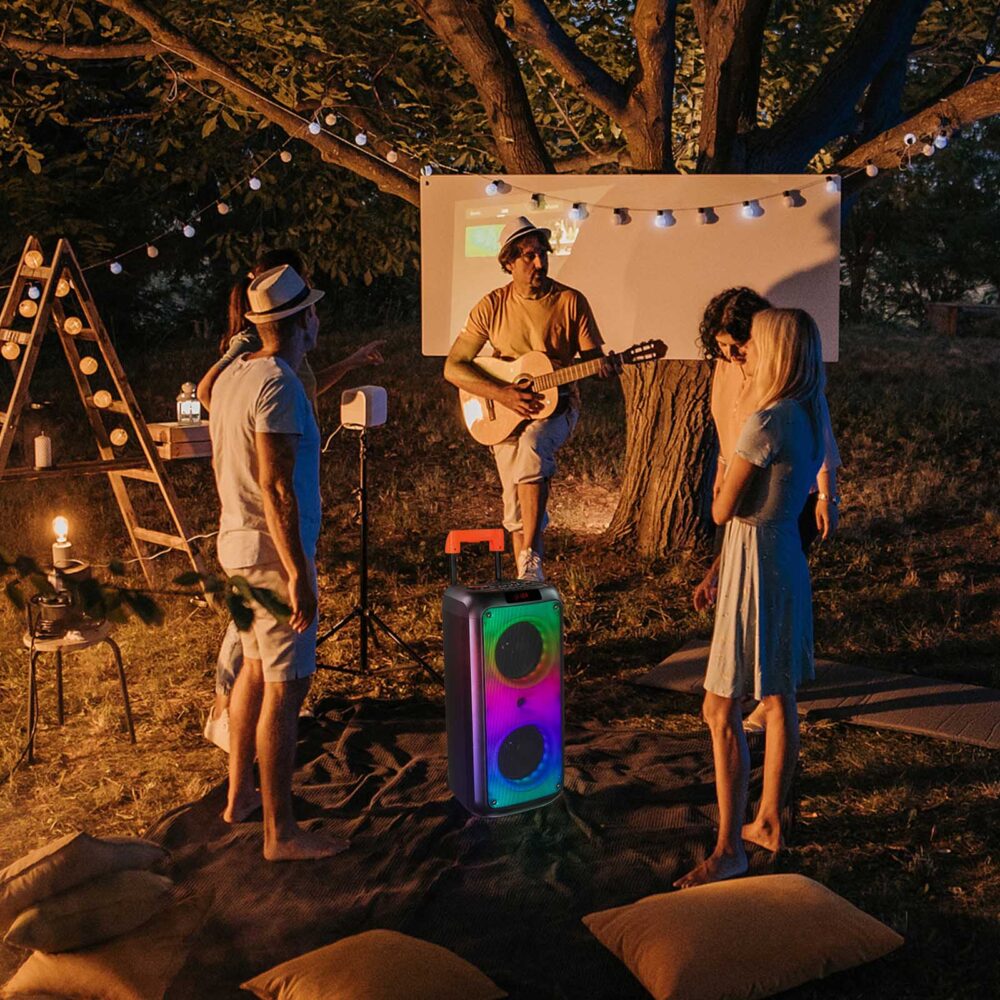 8in Wireless Portable Bluetooth Karaoke Speaker with TF/USB/AUX/FM/TWS, LED Disco Light, Bluetooth 5.0 for Outdoor Home Party #JL06-19173509 - Image 3