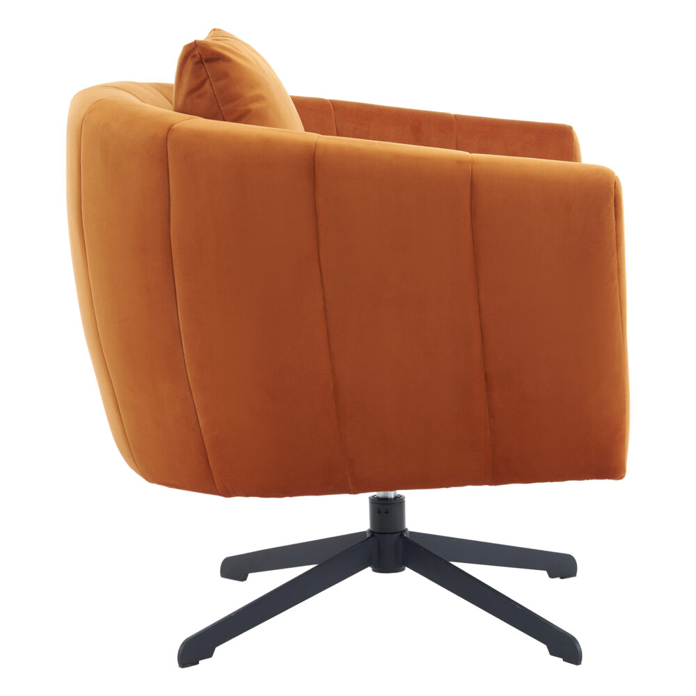 360° Swivel Accent Chair, Modern Velvet Fabric Living Room Armchair, Comfy Wide Upholstered with Fluffy Cushion and Metal Legs, Barrel Chairs for Living Room, Lounge, Office Burnt orange #JL06-45744655 - Image 4