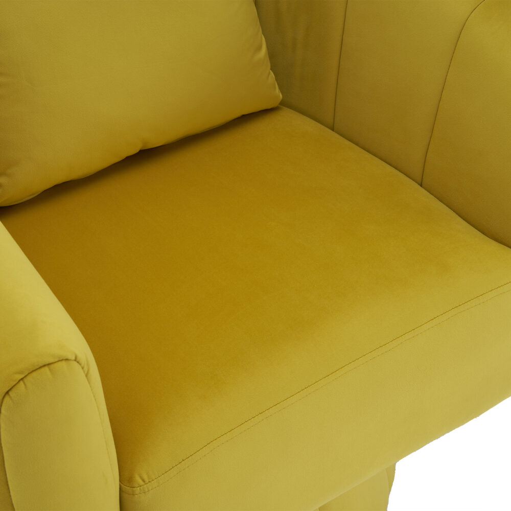 360° Swivel Accent Chair, Modern Velvet Fabric Living Room Armchair with Fluffy Cushions, Comfy Wide Upholstered, Barrel Accent Chairs for Living Room, Bedroom, Lounge, Office Yellow #JL06-26398206 - Image 9