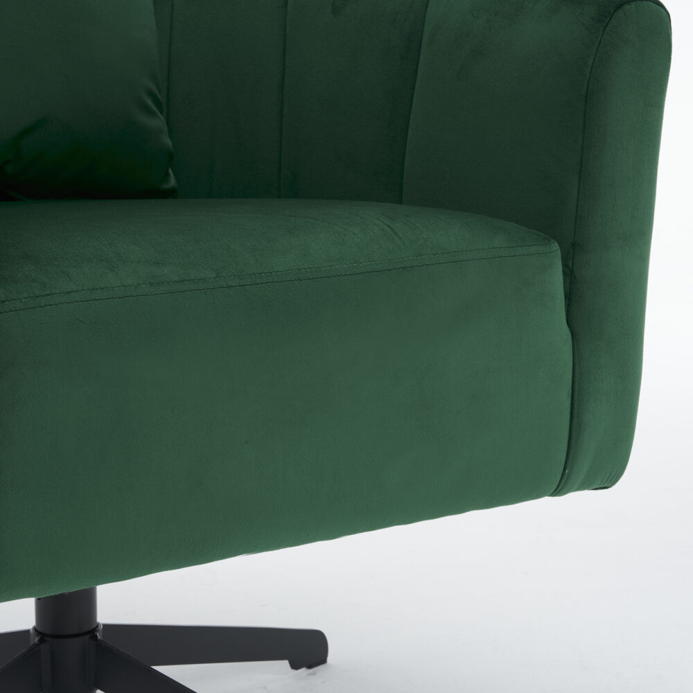 360° Swivel Accent Chair, Modern Velvet Fabric Living Room Armchair, Comfy Wide Upholstered with Fluffy Cushion and Metal Legs, Barrel Chairs for Living Room, Lounge, Office Green #JL06-18494969 - Image 11