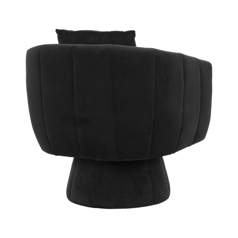 360° Swivel Accent Chair, Modern Velvet Fabric Living Room Armchair with Fluffy Cushions, Comfy Wide Upholstered, Barrel Accent Chairs for Living Room, Bedroom, Lounge, Office Black #JL06-62326604 - Image 4