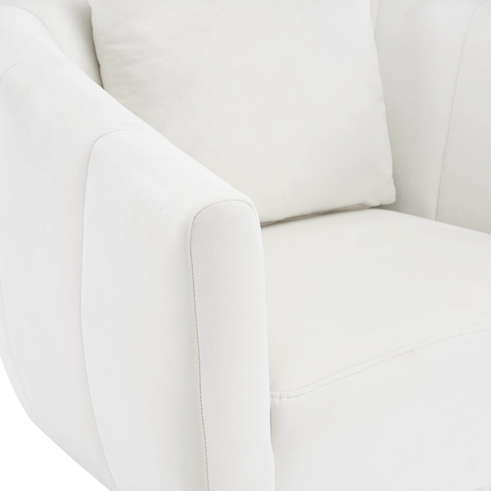 360° Swivel Accent Chair, Modern Velvet Fabric Living Room Armchair with Fluffy Cushions, Comfy Wide Upholstered, Barrel Accent Chairs for Living Room, Bedroom, Lounge, Office Off-White #JL06-43392316 - Image 5