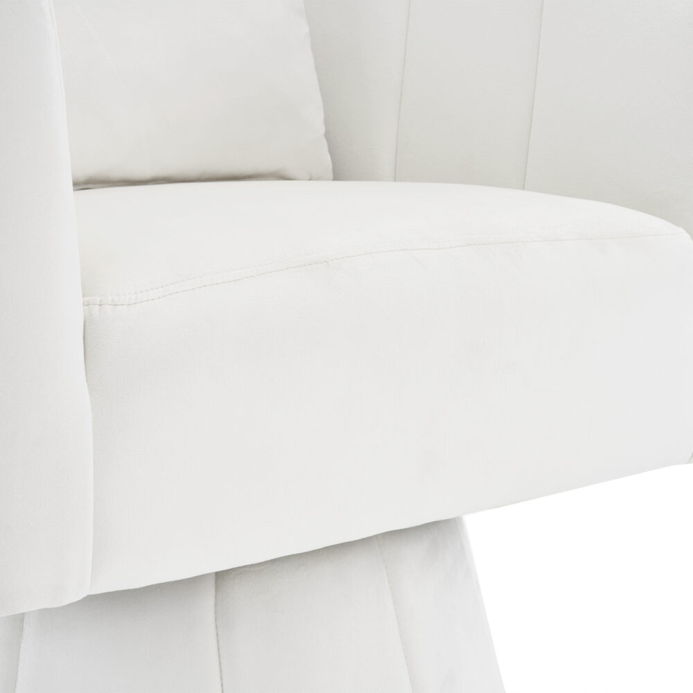 360° Swivel Accent Chair, Modern Velvet Fabric Living Room Armchair with Fluffy Cushions, Comfy Wide Upholstered, Barrel Accent Chairs for Living Room, Bedroom, Lounge, Office Off-White #JL06-43392316 - Image 10