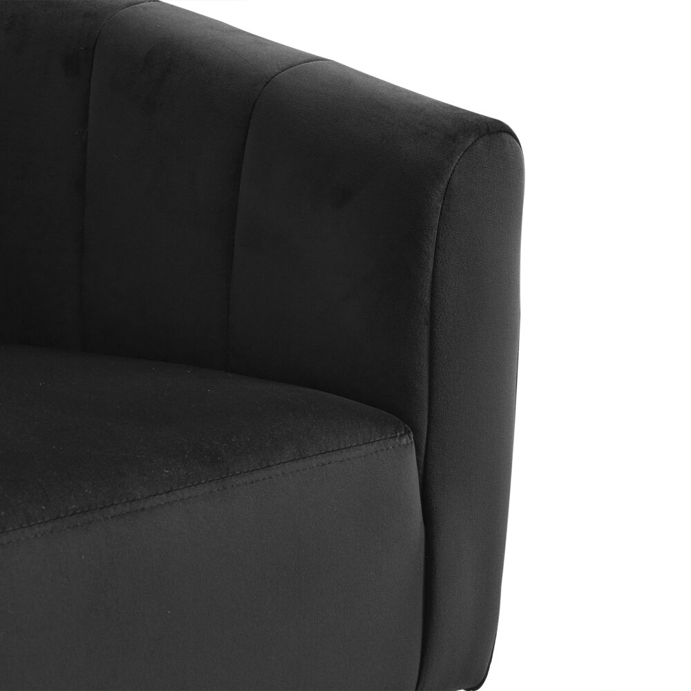 360° Swivel Accent Chair, Modern Velvet Fabric Living Room Armchair, Comfy Wide Upholstered with Fluffy Cushion and Metal Legs, Barrel Chairs for Living Room, Lounge, Office Black #JL06-98364052 - Image 4