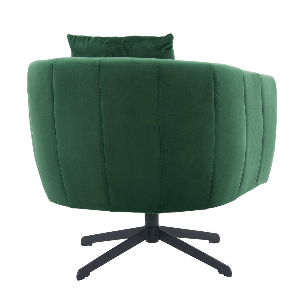 360° Swivel Accent Chair, Modern Velvet Fabric Living Room Armchair, Comfy Wide Upholstered with Fluffy Cushion and Metal Legs, Barrel Chairs for Living Room, Lounge, Office Green #JL06-18494969 - Image 6