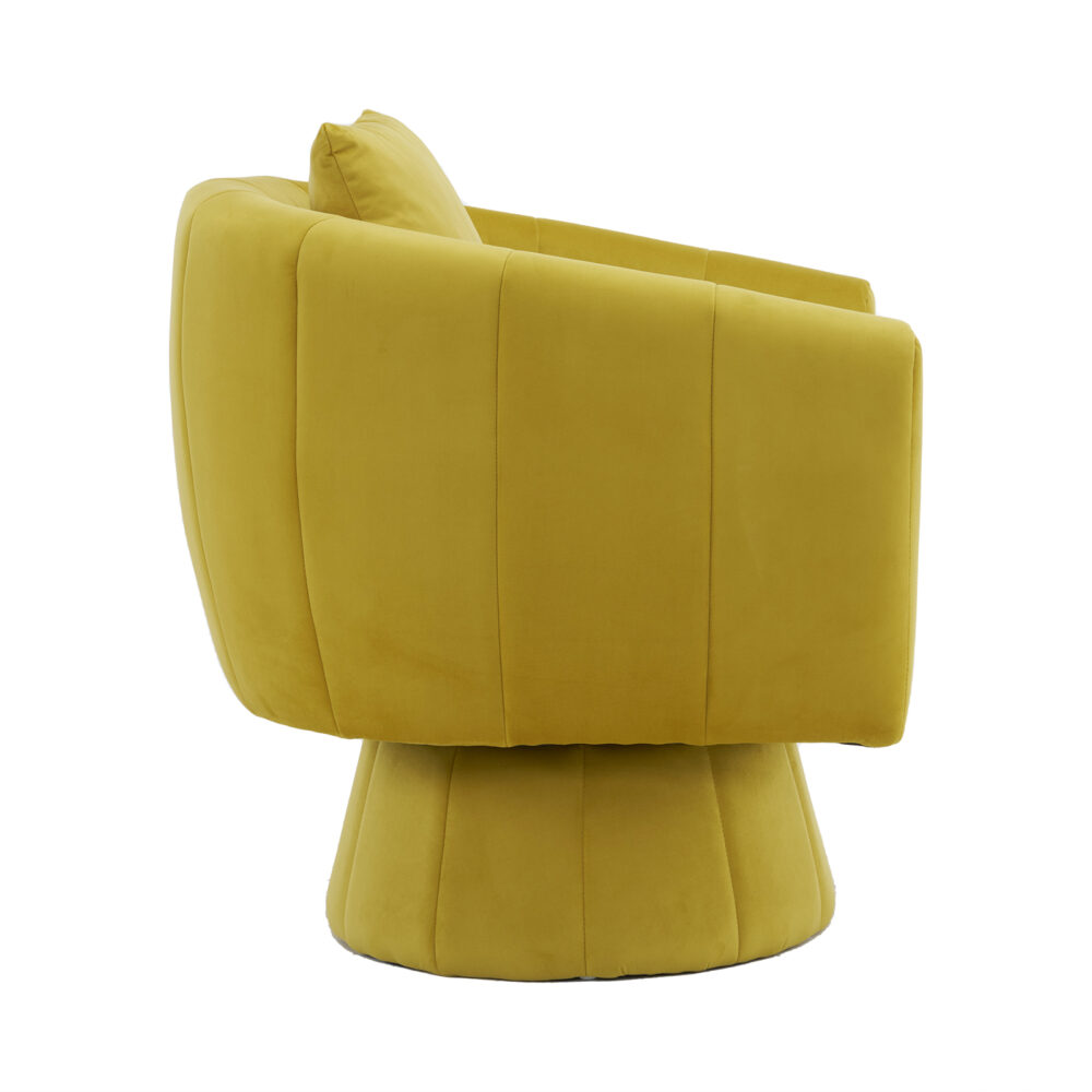 360° Swivel Accent Chair, Modern Velvet Fabric Living Room Armchair with Fluffy Cushions, Comfy Wide Upholstered, Barrel Accent Chairs for Living Room, Bedroom, Lounge, Office Yellow #JL06-26398206 - Image 12