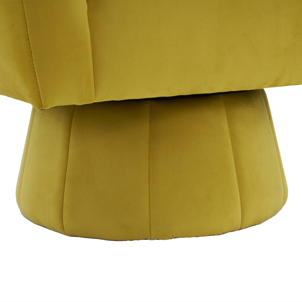 360° Swivel Accent Chair, Modern Velvet Fabric Living Room Armchair with Fluffy Cushions, Comfy Wide Upholstered, Barrel Accent Chairs for Living Room, Bedroom, Lounge, Office Yellow #JL06-26398206 - Image 4