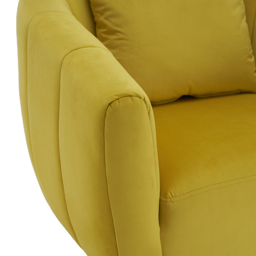 360° Swivel Accent Chair, Modern Velvet Fabric Living Room Armchair with Fluffy Cushions, Comfy Wide Upholstered, Barrel Accent Chairs for Living Room, Bedroom, Lounge, Office Yellow #JL06-26398206 - Image 6