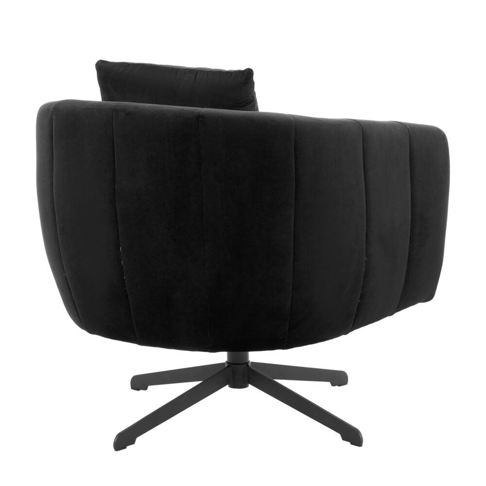 360° Swivel Accent Chair, Modern Velvet Fabric Living Room Armchair, Comfy Wide Upholstered with Fluffy Cushion and Metal Legs, Barrel Chairs for Living Room, Lounge, Office Black #JL06-98364052 - Image 11