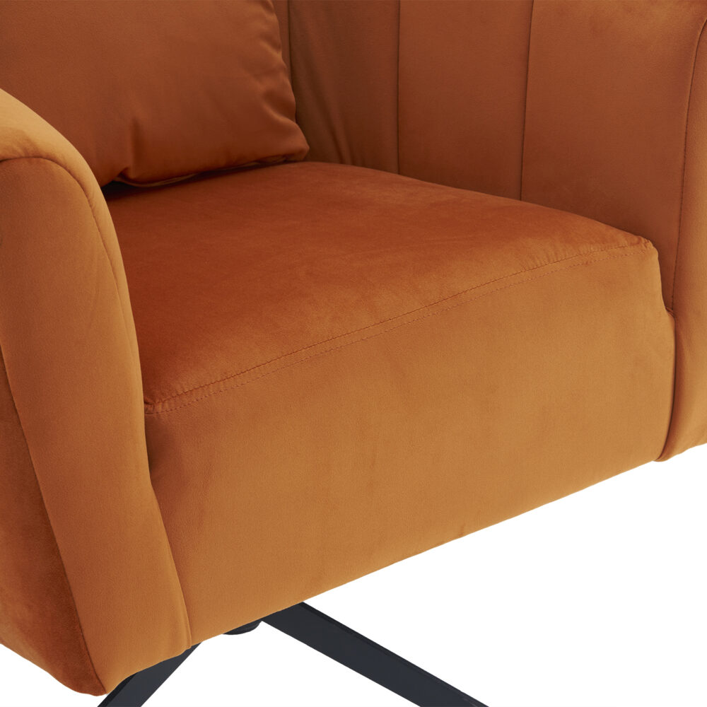 360° Swivel Accent Chair, Modern Velvet Fabric Living Room Armchair, Comfy Wide Upholstered with Fluffy Cushion and Metal Legs, Barrel Chairs for Living Room, Lounge, Office Burnt orange #JL06-45744655 - Image 16