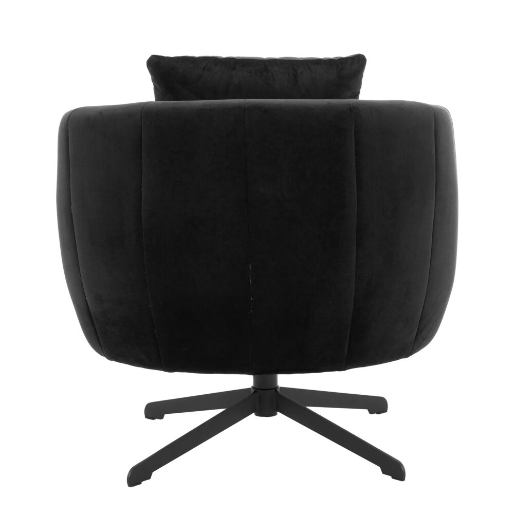 360° Swivel Accent Chair, Modern Velvet Fabric Living Room Armchair, Comfy Wide Upholstered with Fluffy Cushion and Metal Legs, Barrel Chairs for Living Room, Lounge, Office Black #JL06-98364052 - Image 12