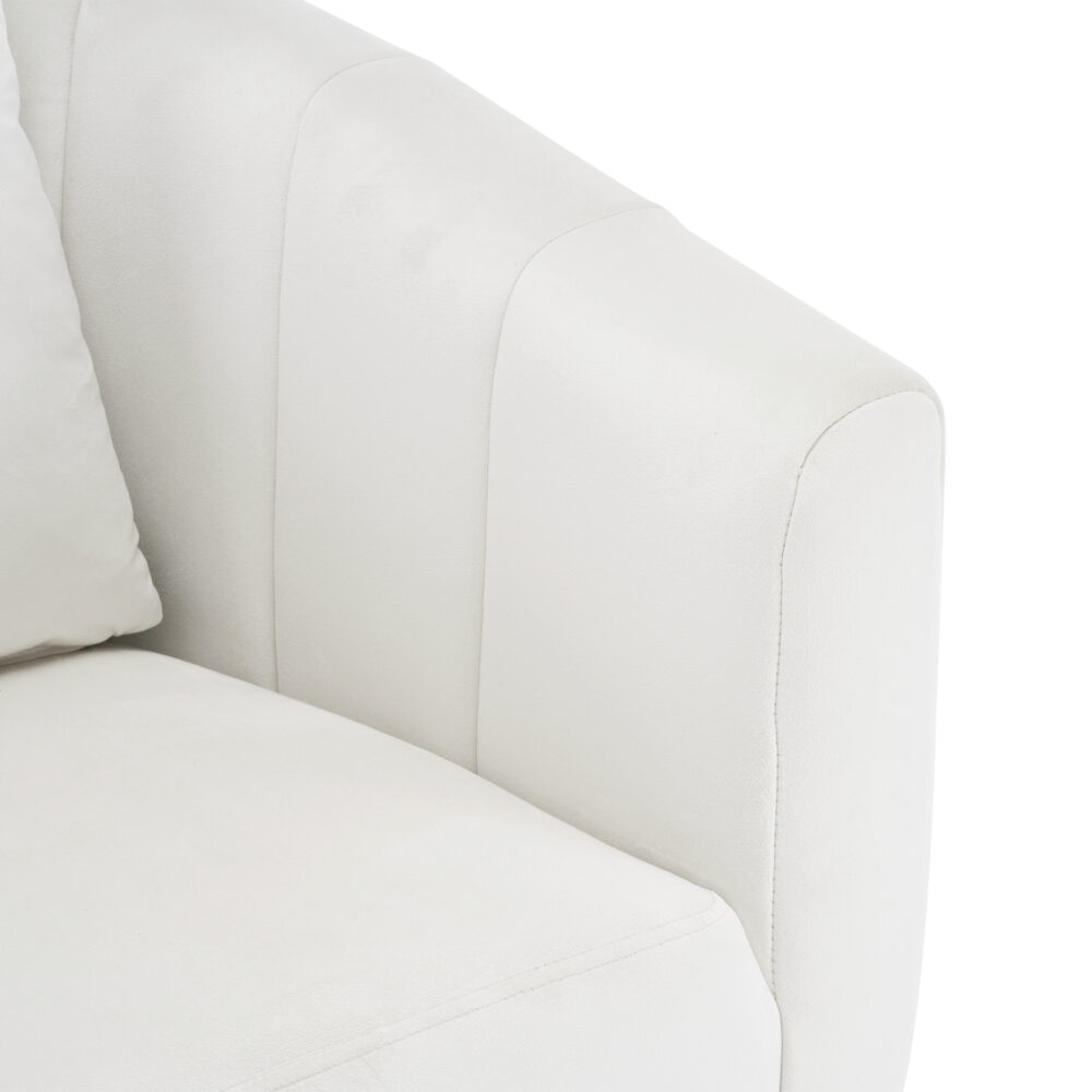 360° Swivel Accent Chair, Modern Velvet Fabric Living Room Armchair with Fluffy Cushions, Comfy Wide Upholstered, Barrel Accent Chairs for Living Room, Bedroom, Lounge, Office Off-White #JL06-43392316 - Image 15