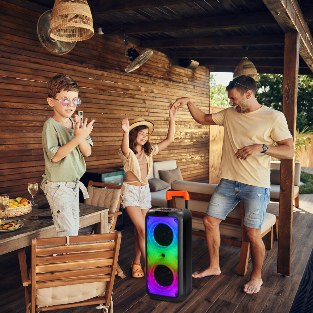 8in Wireless Portable Bluetooth Karaoke Speaker with TF/USB/AUX/FM/TWS, LED Disco Light, Bluetooth 5.0 for Outdoor Home Party #JL06-19173509 - Image 8