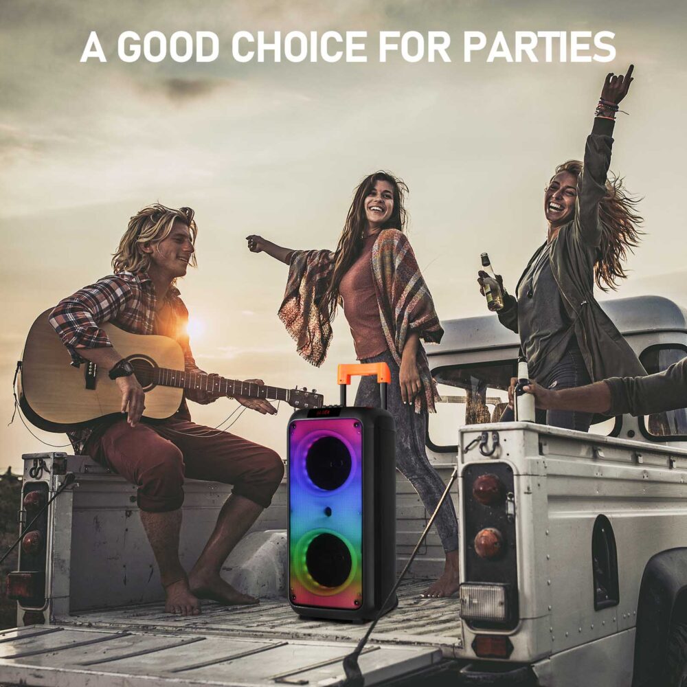 8in Wireless Portable Bluetooth Karaoke Speaker with TF/USB/AUX/FM/TWS, LED Disco Light, Bluetooth 5.0 for Outdoor Home Party #JL06-19173509 - Image 9