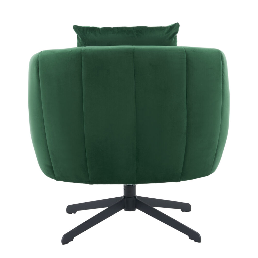 360° Swivel Accent Chair, Modern Velvet Fabric Living Room Armchair, Comfy Wide Upholstered with Fluffy Cushion and Metal Legs, Barrel Chairs for Living Room, Lounge, Office Green #JL06-18494969 - Image 17