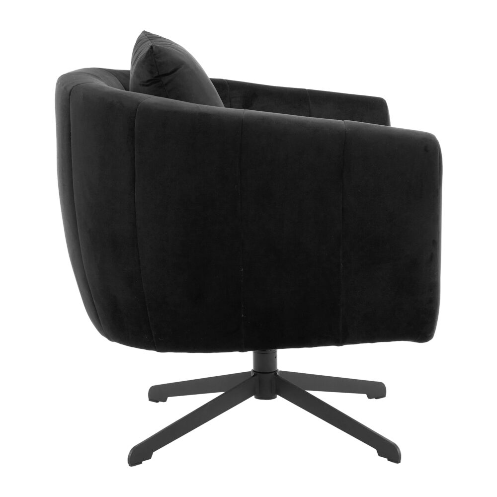 360° Swivel Accent Chair, Modern Velvet Fabric Living Room Armchair, Comfy Wide Upholstered with Fluffy Cushion and Metal Legs, Barrel Chairs for Living Room, Lounge, Office Black #JL06-98364052 - Image 15