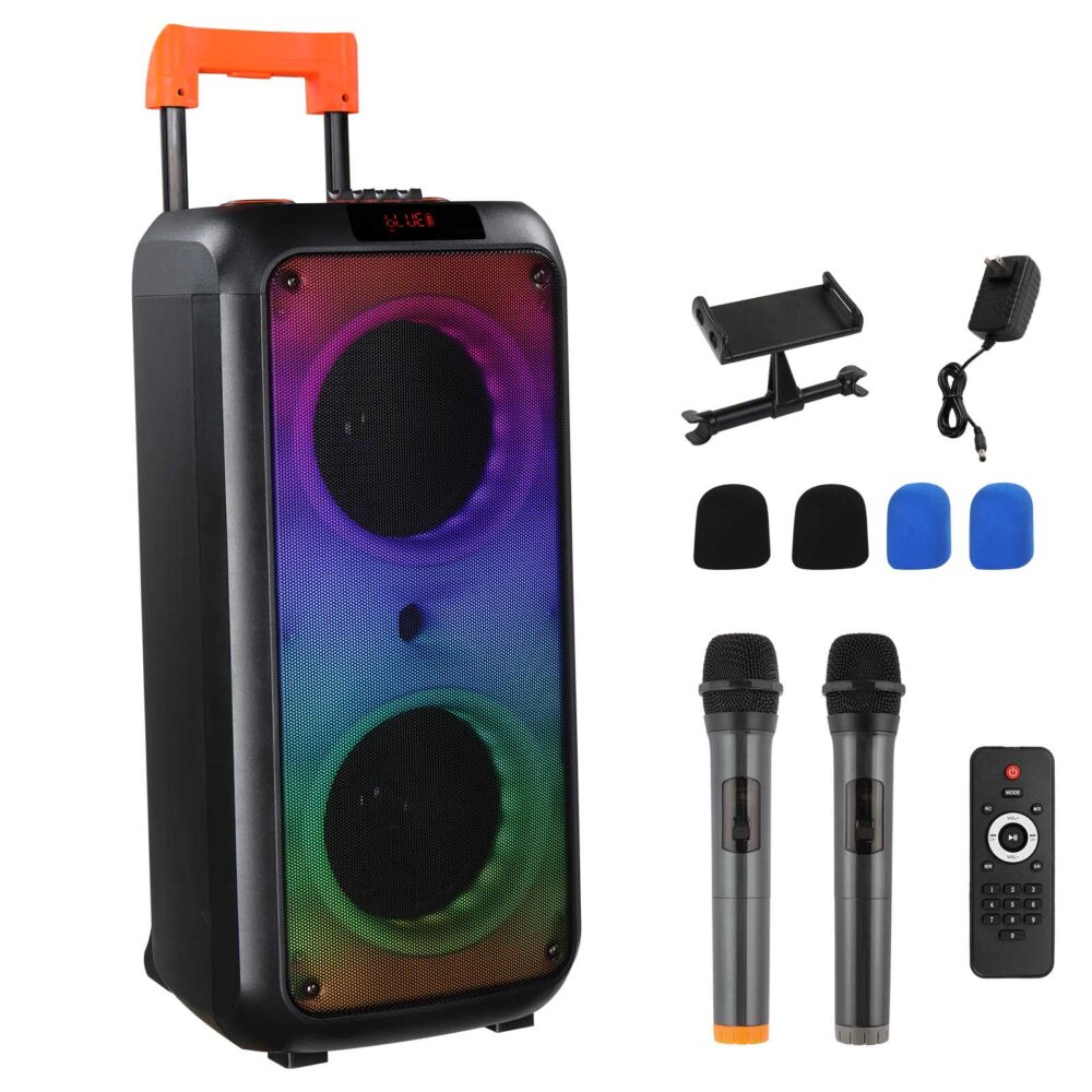 8in Wireless Portable Bluetooth Karaoke Speaker with TF/USB/AUX/FM/TWS, LED Disco Light, Bluetooth 5.0 for Outdoor Home Party #JL06-19173509 - Image 10