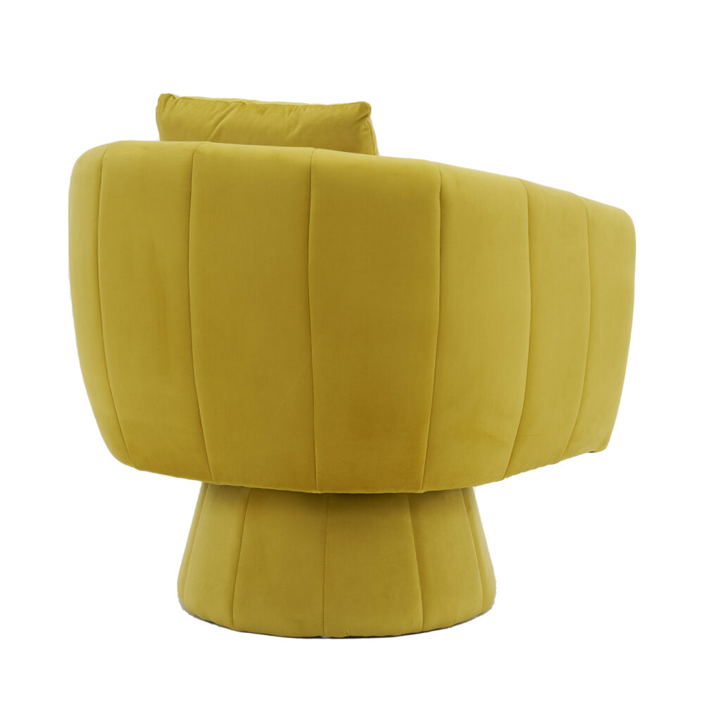 360° Swivel Accent Chair, Modern Velvet Fabric Living Room Armchair with Fluffy Cushions, Comfy Wide Upholstered, Barrel Accent Chairs for Living Room, Bedroom, Lounge, Office Yellow #JL06-26398206 - Image 17