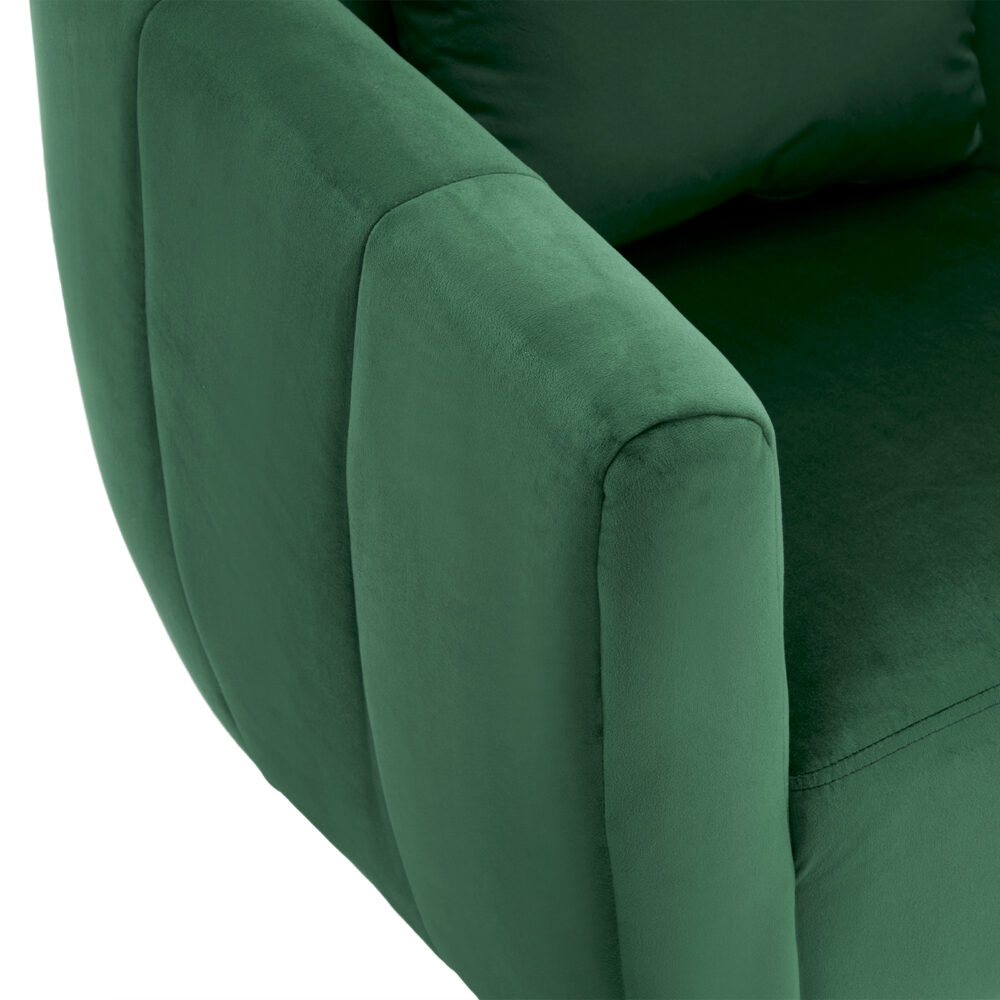 360° Swivel Accent Chair, Modern Velvet Fabric Living Room Armchair, Comfy Wide Upholstered with Fluffy Cushion and Metal Legs, Barrel Chairs for Living Room, Lounge, Office Green #JL06-18494969 - Image 18