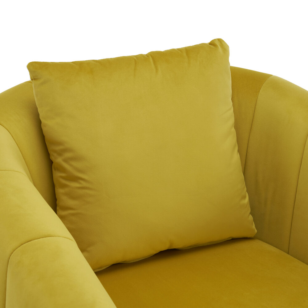 360° Swivel Accent Chair, Modern Velvet Fabric Living Room Armchair with Fluffy Cushions, Comfy Wide Upholstered, Barrel Accent Chairs for Living Room, Bedroom, Lounge, Office Yellow #JL06-26398206 - Image 19