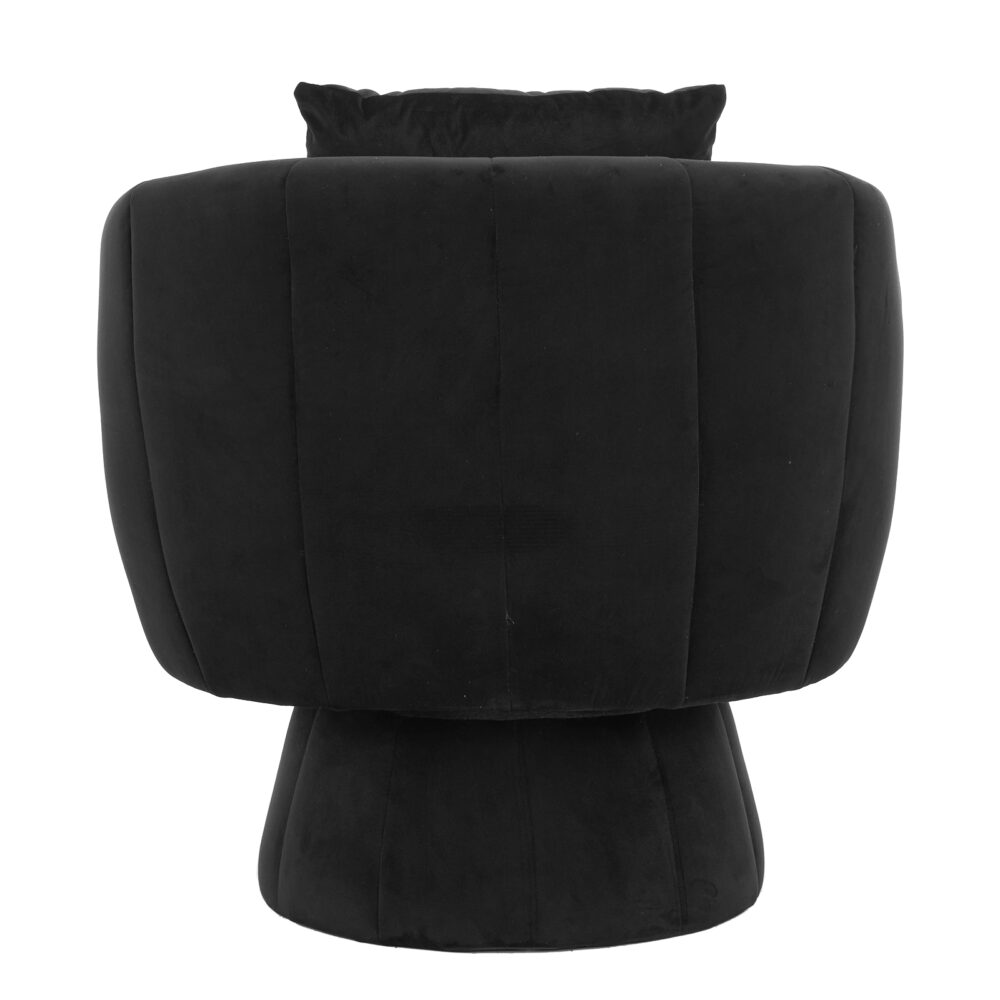 360° Swivel Accent Chair, Modern Velvet Fabric Living Room Armchair with Fluffy Cushions, Comfy Wide Upholstered, Barrel Accent Chairs for Living Room, Bedroom, Lounge, Office Black #JL06-62326604 - Image 18