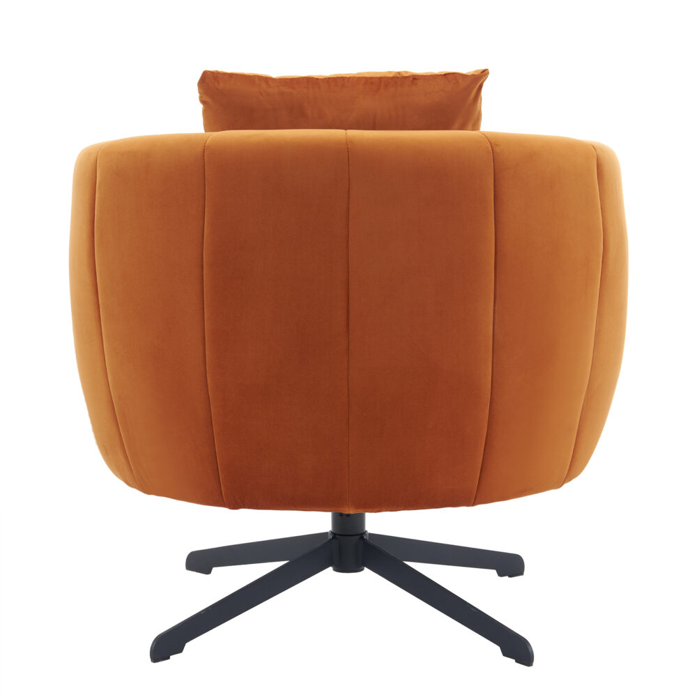 360° Swivel Accent Chair, Modern Velvet Fabric Living Room Armchair, Comfy Wide Upholstered with Fluffy Cushion and Metal Legs, Barrel Chairs for Living Room, Lounge, Office Burnt orange #JL06-45744655 - Image 17