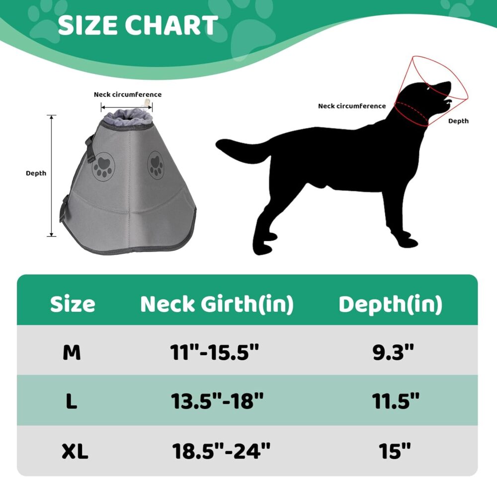 Post-surgery dog canopies, breathable soft canopies for large, medium and small dogs, adjustable drawstring and buckled dog recovery collar, stop licking and scratching wounds (L) #JL01-USA-274 - Image 2