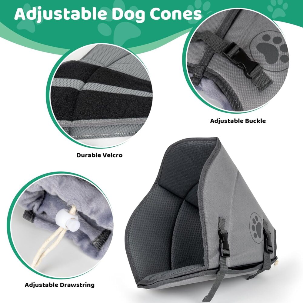 Post-surgery dog canopies, breathable soft canopies for large, medium and small dogs, adjustable drawstring and buckled dog recovery collar, stop licking and scratching wounds (L) #JL01-USA-274 - Image 5