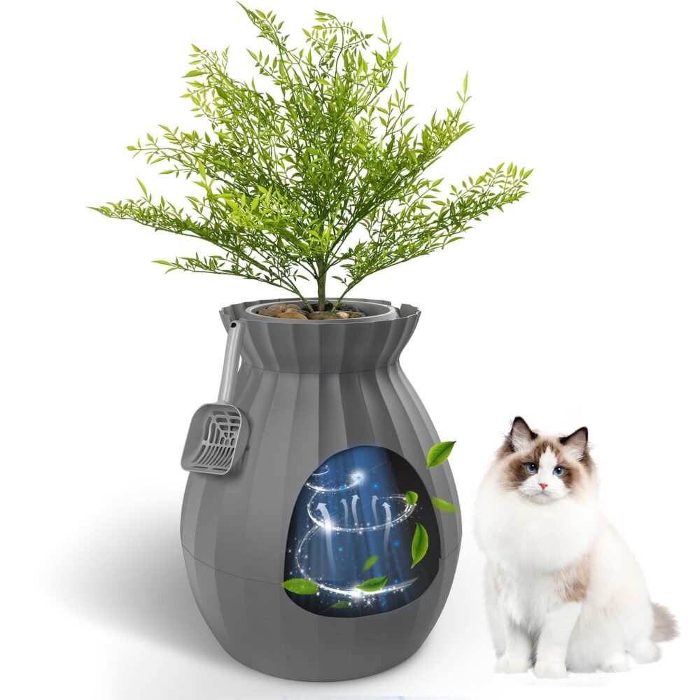 Flowerpot-Style Cat Litter Box with Deodorizing Function - Decorative Plant Cat Litter Box #JL01-USA-260