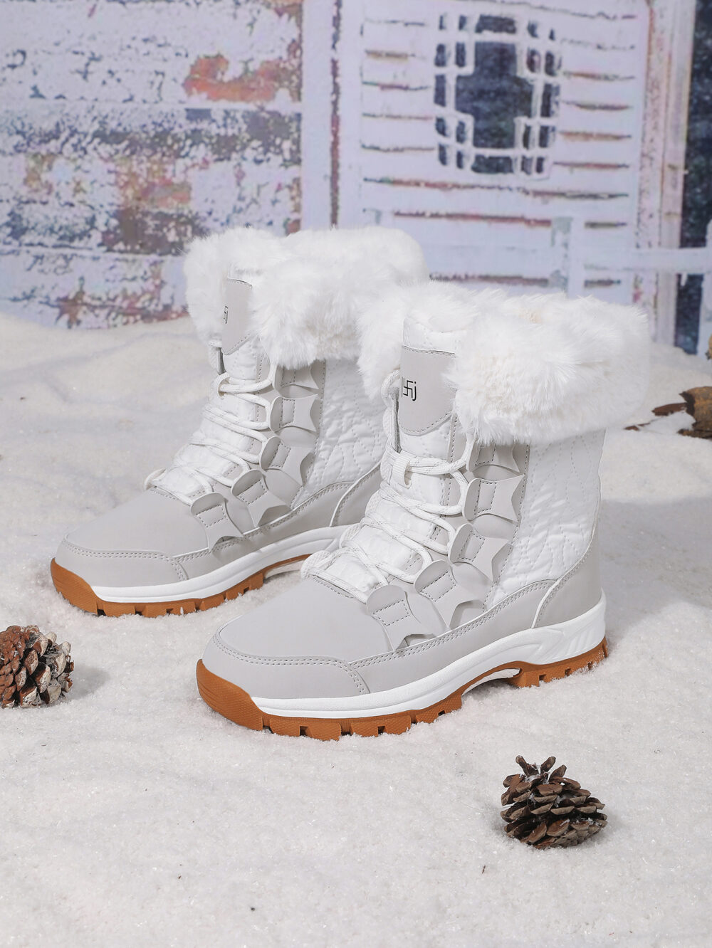 Winter warm and velvet snow boots women's non-slip waterproof thick sole fashion cotton boots #JL07-8829黑色/8829白色 - Image 2