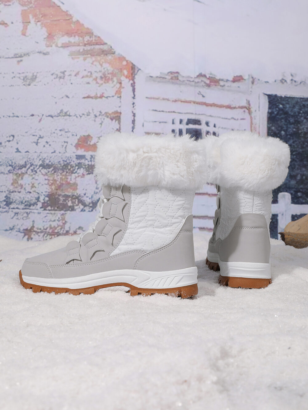 Winter warm and velvet snow boots women's non-slip waterproof thick sole fashion cotton boots #JL07-8829黑色/8829白色 - Image 6