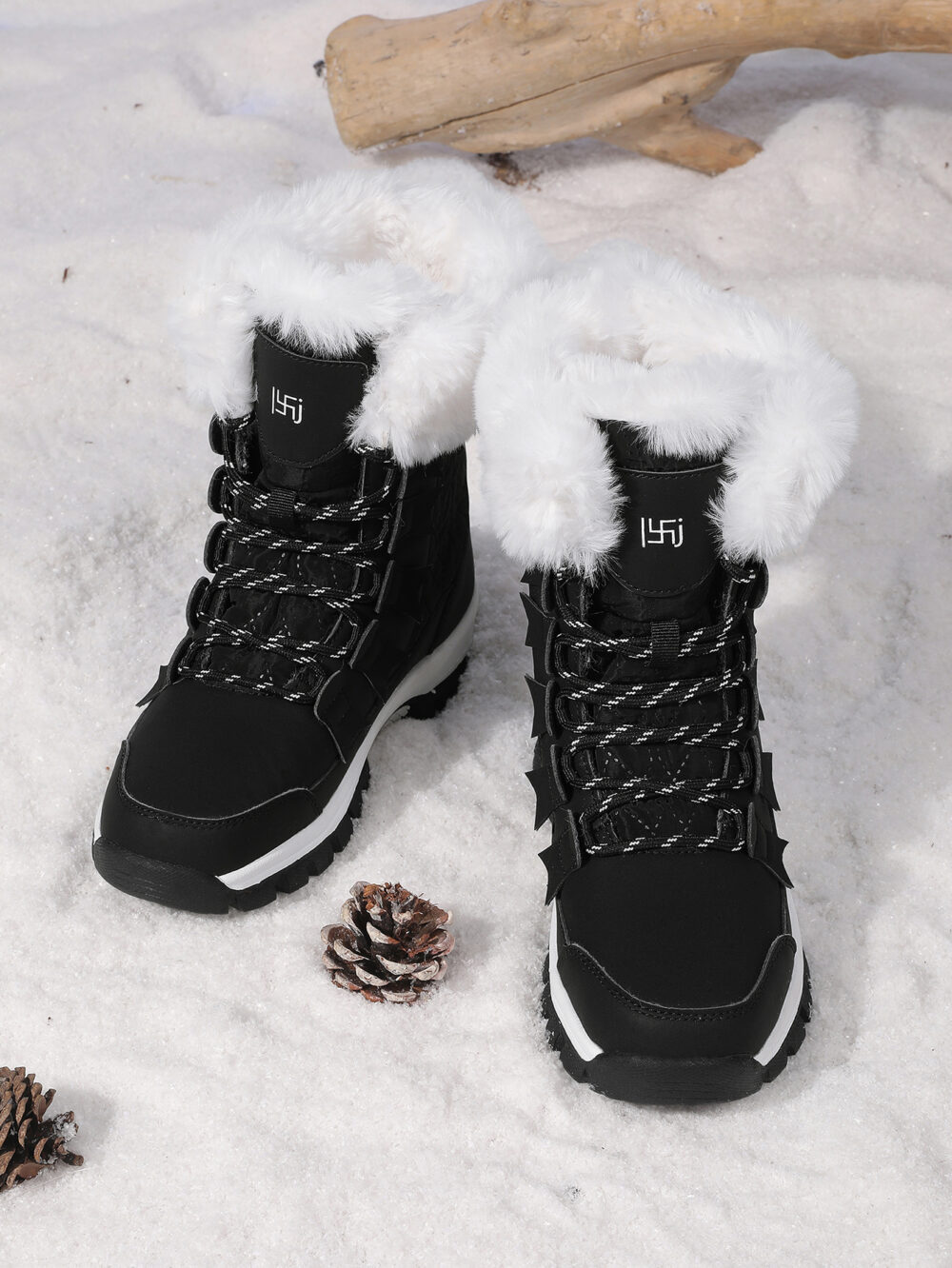 Winter warm and velvet snow boots women's non-slip waterproof thick sole fashion cotton boots #JL07-8829黑色/8829白色