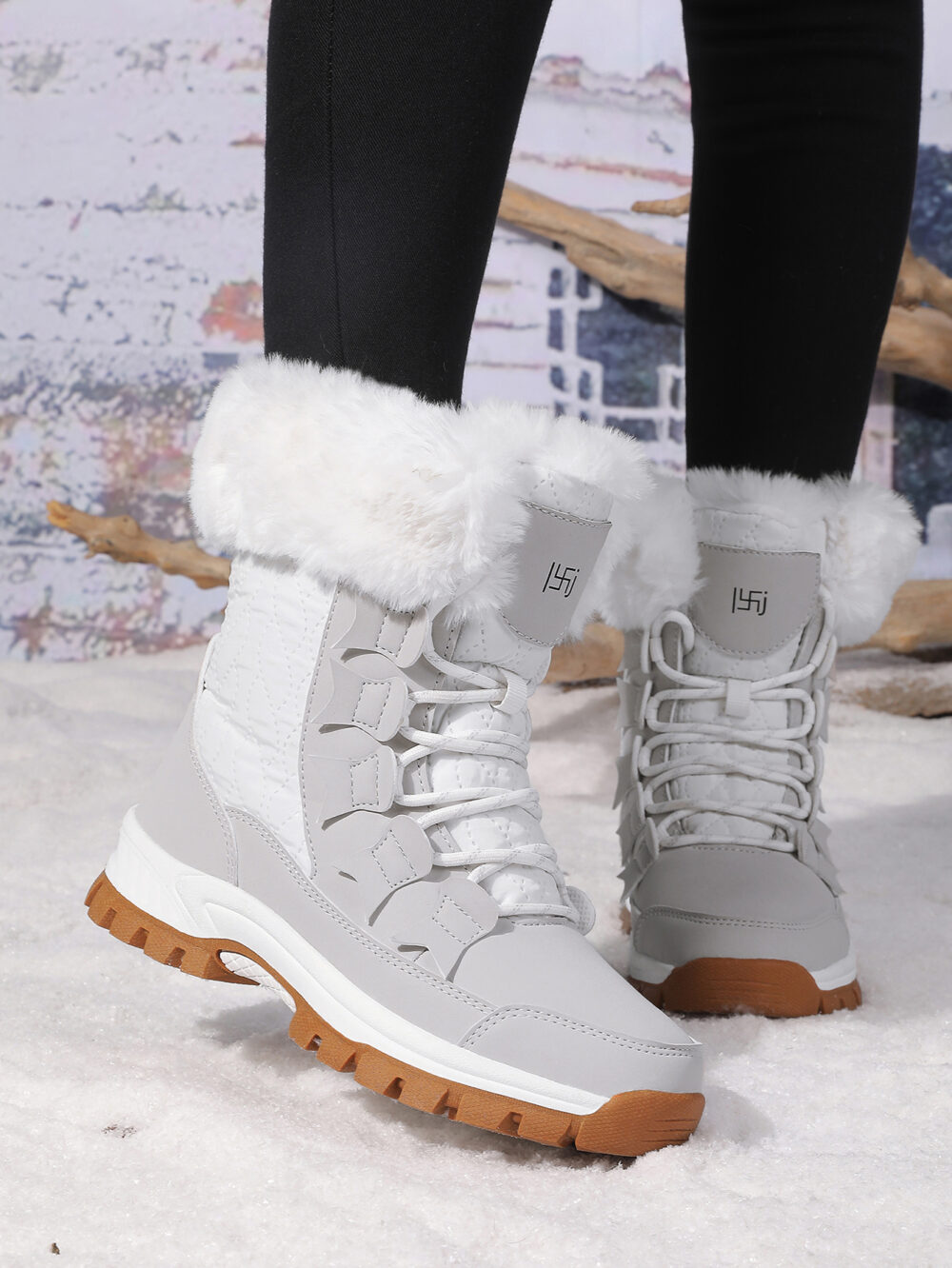 Winter warm and velvet snow boots women's non-slip waterproof thick sole fashion cotton boots #JL07-8829黑色/8829白色 - Image 10